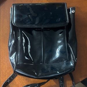 Vintage Black Patent Leather Charles Hubert Women's Backpack